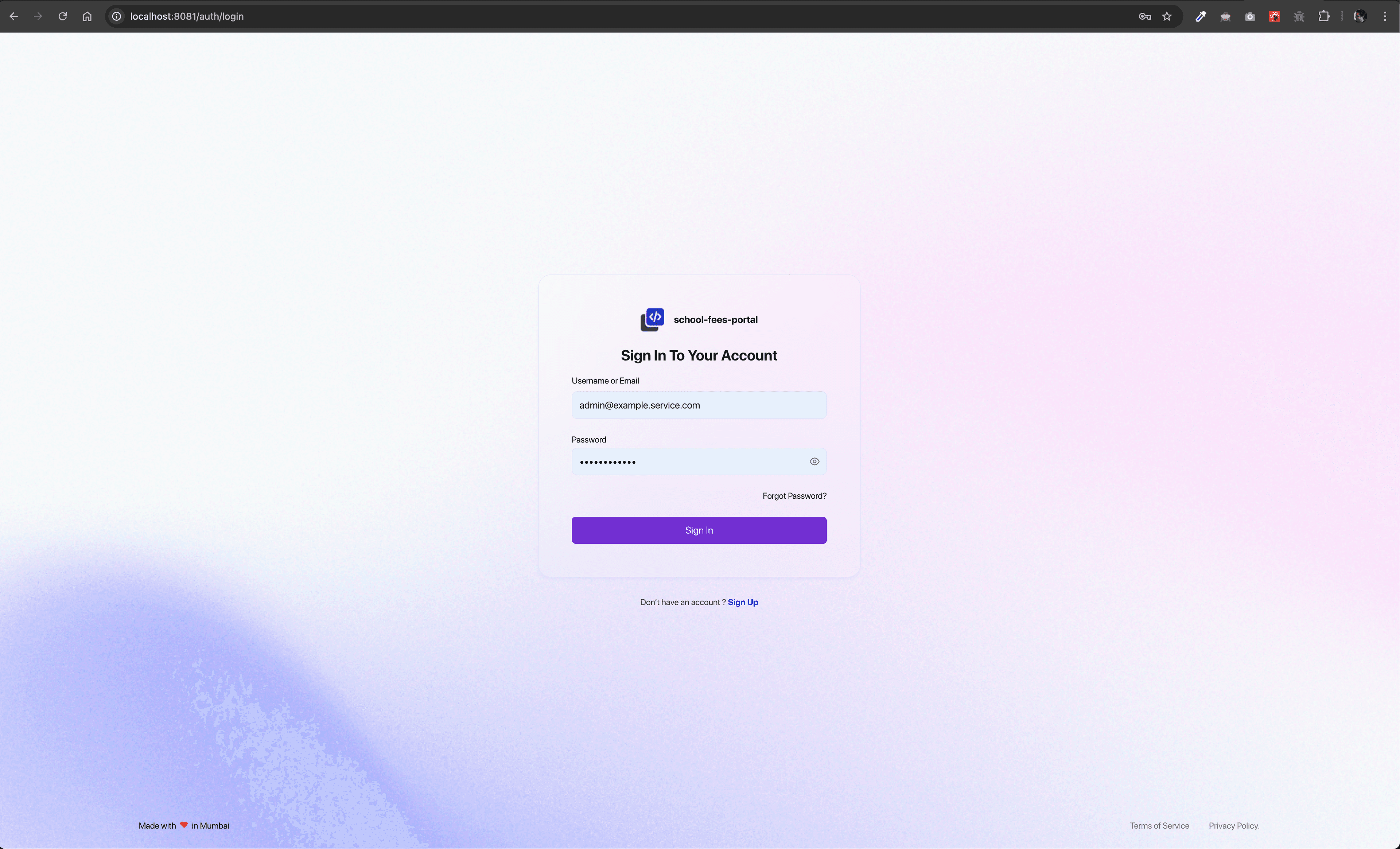 Default Login Page