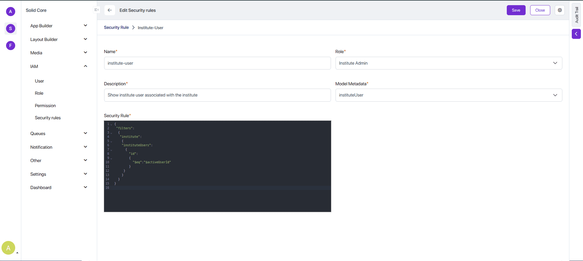 Security Record Rule Configuration