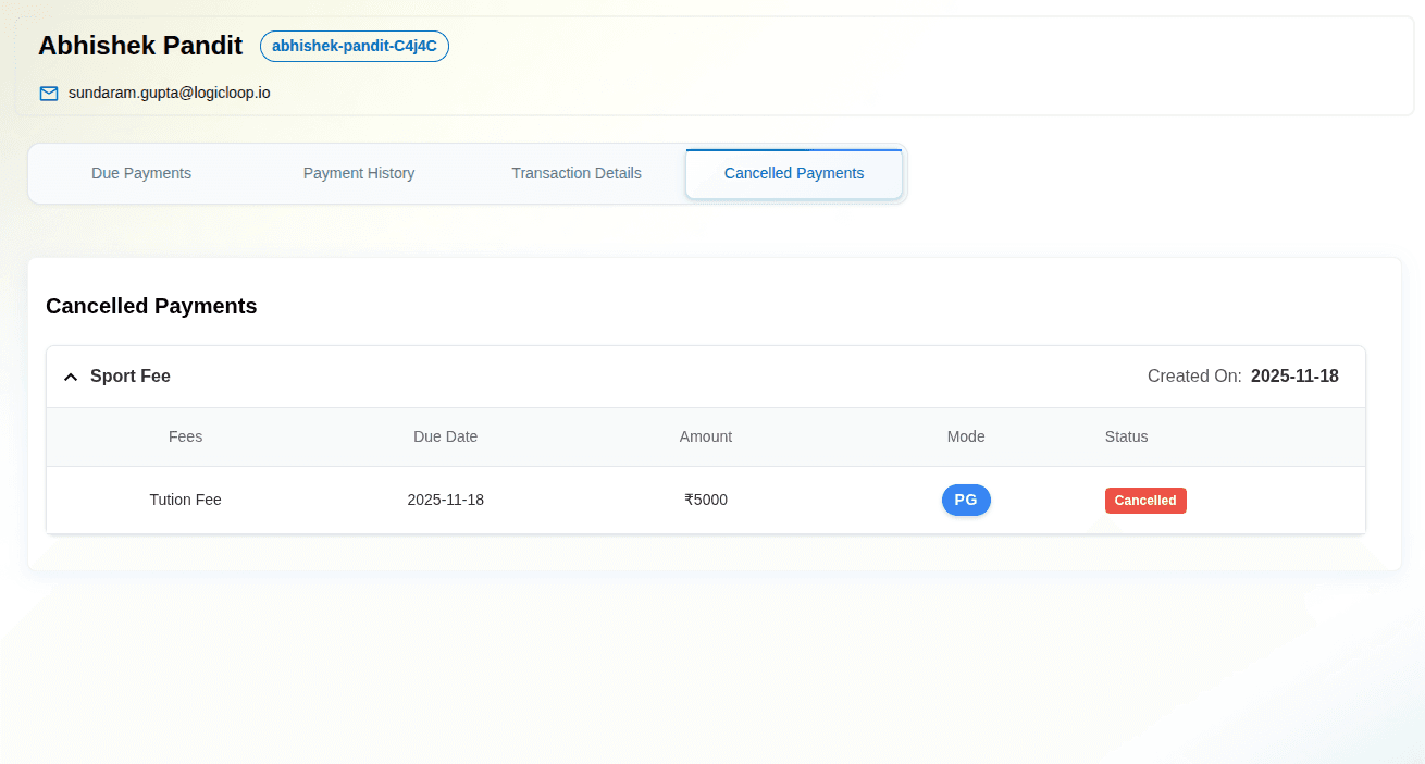 Initial Payment Notification Email