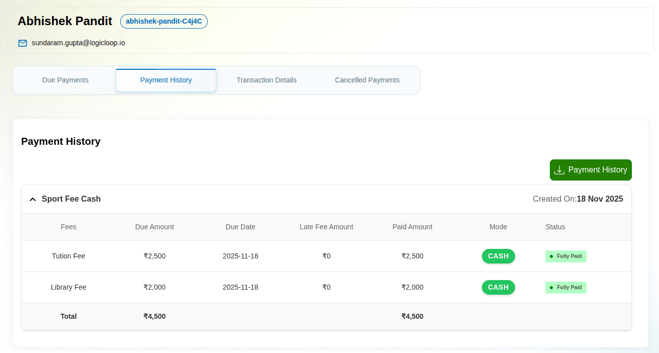 Initial Payment Notification Email