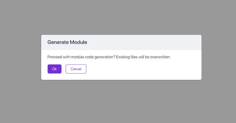 Generate Module Code Confirmation